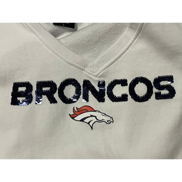 Women's Officially Licensed NFL Sequence Denver Broncos Football Sweatshirt Sz L - Picture 3 of 6